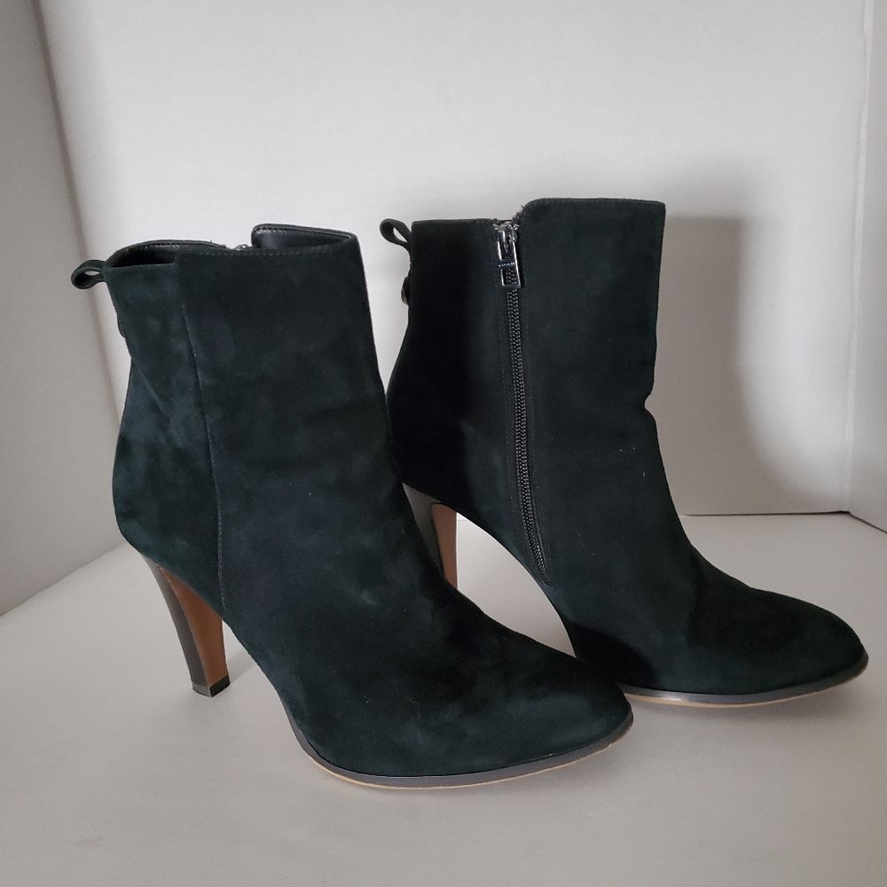 Coach Jemma Black Suede Heeled Ankle Boots Size 9.5